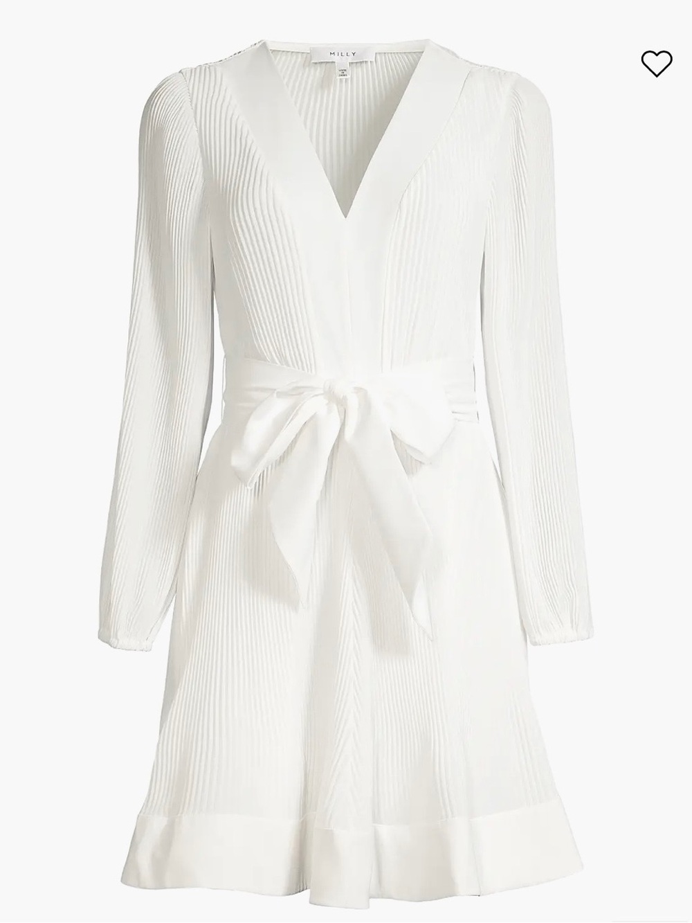 Milly Liv Pleated Belted Minidress - white-  size 2
